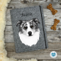 Preview: Dokumentenhülle Hund grau meliert Designbeispiel Border Collie blue merle